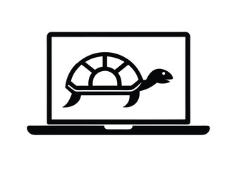 Tortoise Icon On Vintage Laptop Screen