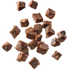 Grilled Cubes Falling Midair Crisp Image  isolated on a transparent background