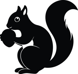 single squirrel holding nut