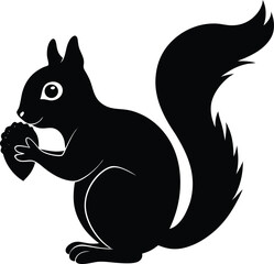 single squirrel holding nut