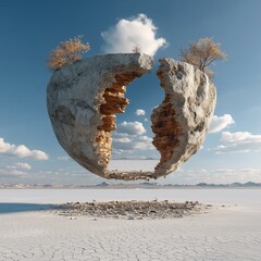 Half-Frozen Earth Sphere with Melting Glaciers