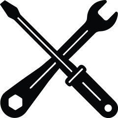 single wrench and screwdriver crossed