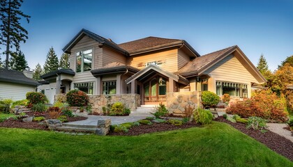 luxurious executive home with landscaped garden in the pacific northwest