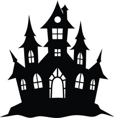 vector haunted house silhouette