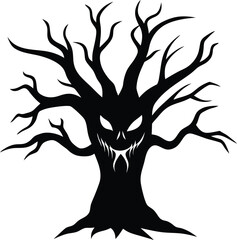 vector haunted tree face
