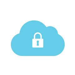 Cloud Security Icon with Lock and Cloud for Data Protection