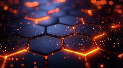 Abstract Digital Firewall with Glowing Hexagons