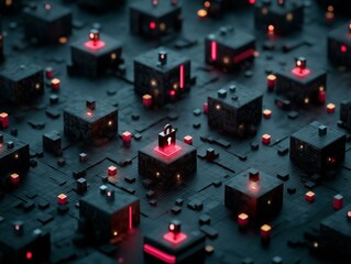 Cybersecurity Concept with Digital Lock and Neon Data