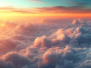Golden sunset above a boundless sea of clouds