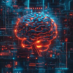 Futuristic AI Interface with Glowing Elements