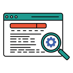 Search Optimization Vector Icon Representing Website SEO Audits, Content Enhancement, and Search Visibility Improvement