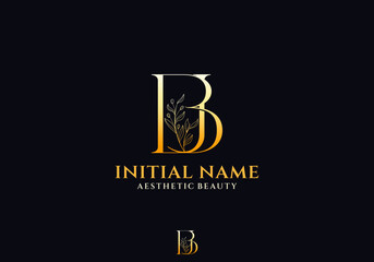 Letter BJ Beauty Logo with Flourish Ornament Luxury