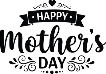 MobileA Heartfelt Salute to Maternal Bonds: Celebrating Happy Mother’s Day with Classic Black Swirls, a Loving Heart, and a Banner of Appreciation