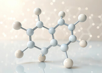 3D Molecular Structure Model on Light Background &ndash; Scientific Chemistry and Biotechnology Concept