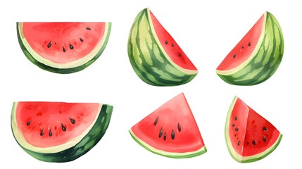 High-quality image of fresh watermelon pieces isolated on white background for commercial use
