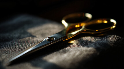 Elegant scissors with stainless steel and gold handles