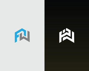 Letter WF or WP Abstract Logo Design Creative Modern Elegant Vector Template.