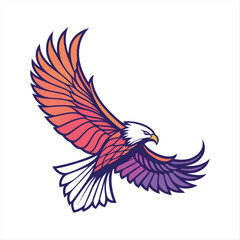 Obraz premium Vibrant Gradient Eagle in Flight - Colorful Vector Illustration.