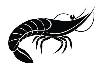 silhouette of a shrimp fish vector.