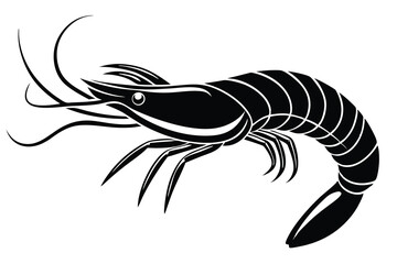 Naklejka premium silhouette of a shrimp fish vector.
