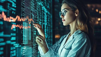 Caucasian female analyst engaged in data processing and statistical analysis of digital information, statistics and data processing over caucasian female doctor - Powered by Adobe