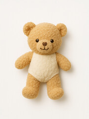 Obraz premium A soft plush teddy bear with light brown fur and a cream-colored belly, isolated on a white background.