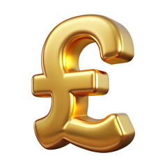Obraz premium golden pound symbol 3d cartoon plastic style isolated transparent background png