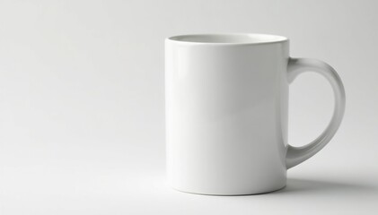 Obraz premium Classic white mug, handle visible, clean background, hot beverage, tea, item