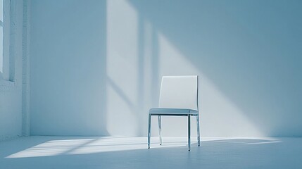 Minimalist white chair under sunlit window