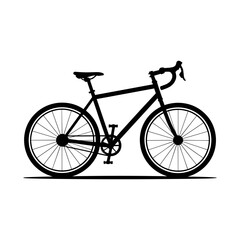 Road Bike Silhouette: A sleek black road bike is seen, offering a clear representation of cycling design and transportation.