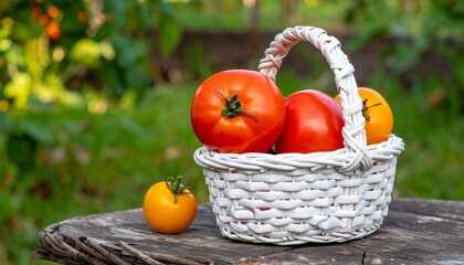 Tomatoes in the wicker basket