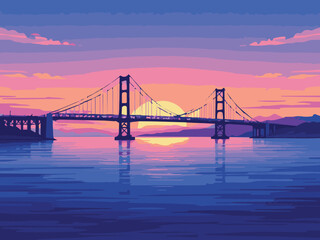 bridge at sunset vector