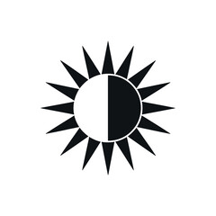 Abstract Sun Icon Half Black And Half White Graphic Element Design Isolated On White Background