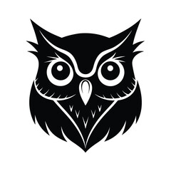 Stylized owl illustration with bold black and white color palette perfect for various creative projects