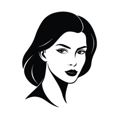 Elegant woman portrait vector illustration minimalist black and white design
