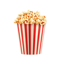 Delicious buttered popcorn served in a classic striped container for movie night or snack time