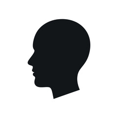 Human Head Silhouette Profile Isolated On White Background Depicting Healthcare Identity And Artificial Intelligence Icon Concept Design
