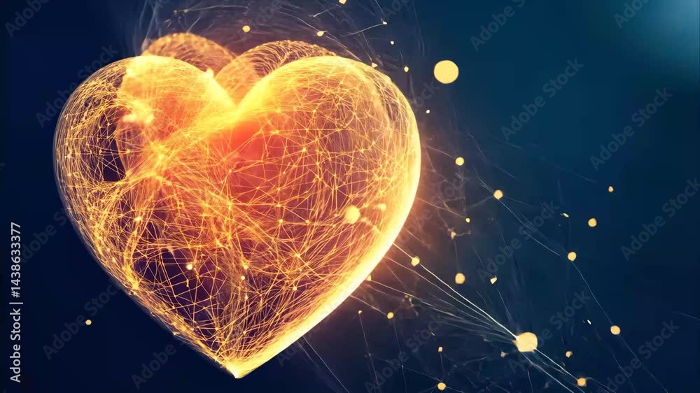 Aufkleber Heart movement illustrated through abstract light patterns in vibrant colors and dynamic design, heart movement with abstract light background
