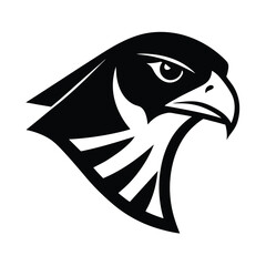 Obraz premium Striking black and white graphic illustration of a falcon head profile powerful and intimidating