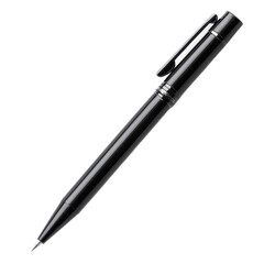 Elegant black pen resting on a clean white surface showcasing its sleek design and fine tip for writing