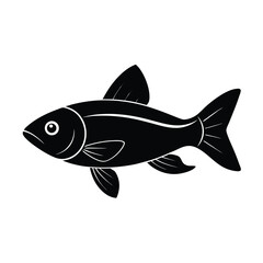 Silhouette of a Black Fish, Aquatic Animal Illustration