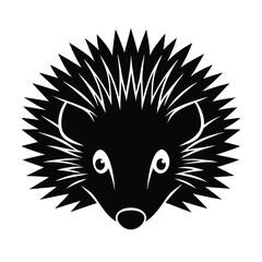 Stylized Hedgehog Head Silhouette Monochrome Mammal Icon Vector
