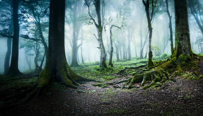 Obraz premium dark fantasy forest panorama