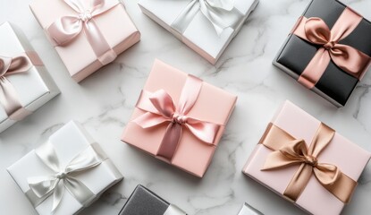 Elegant gift boxes arranged on marble (4)