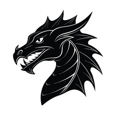 Dragon head silhouette vector illustration mythical creature emblem fantastic beast fierce and majestic design element © Joy