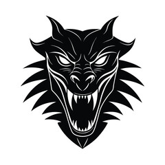 Obraz premium Black and white dragon head vector graphic tattoo style mascot emblem