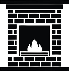 fireplace icon on white background. furniture icon.