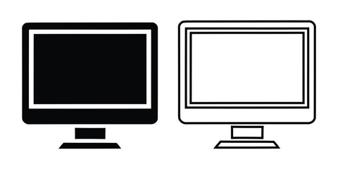 Simple black and white computer monitor icons, perfect for web design or presentations.