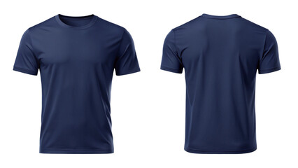 Navy Blue Shirt Round Neck Front And Back  isolated on a transparent background