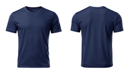 Navy Blue Shirt Round Neck Front And Back  isolated on a transparent background